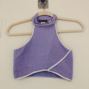Lavender sleeveless high neck crop top